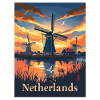 Netherlands Windmills Landscape Art