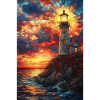 Stained Glass Lighthouse Sunset