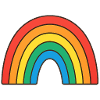 Lebendige Regenbogen-Illustration in Retrofarben