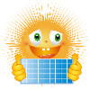 Bright sun with solar panel
