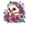 Hérisson mignon en fleurs