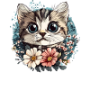 Cat with flower wreath