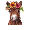 Foal with flower wreath