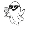 Ghost with sunglasses and wine