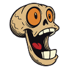 Laughing skull with big eyes