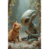 Créature extraterrestre avec chat compagnon