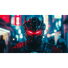 Futuristisches schwarz-rotes Kriegergesicht