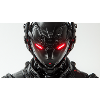 Robot futuriste aux yeux lumineux rouges
