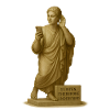 Antique statue with smartphone and quote