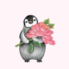 Cute Penguin with Peony