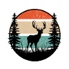 Deer Retro Silhouette in Nature