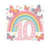 Rainbow Butterfly 10th Birthday Girl