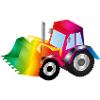 Regenbogen-Bagger voller Farbenfreude