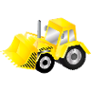 Strahlend gelber Bagger mit Power