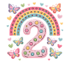 Rainbow Butterfly 2nd Birthday Girl