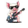 Rocking pig with guitar