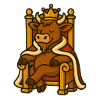 Cow with crown on throne