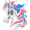 Patriotisches Pferd mit Sternenmähne