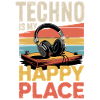 Techno My Happy Place Music Lover DJ Słuchawki