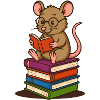 Leseratte mit Brille und Bücherstapel