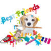 Bunter Freundschaftsgruß mit Beagle & Spielzeug