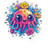 Sweet jellyfish with flowers