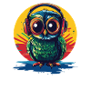 Owl with headphones