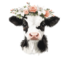 Flower cow with wreath