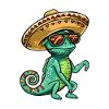 Chameleon Funny Sombrero