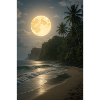 Moonlight over tropical beach
