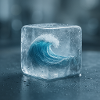 Eisskulptur mit Meereswelle