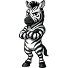 Cool Zebra Confident Cartoon Serene