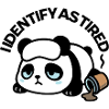 Tired panda needs coffee