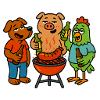 Barbecue Friends Animals Drinking