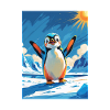 Penguin waving in the Vibrant Arctic
