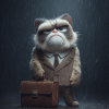 Bürokatze im Regen