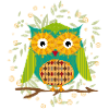 kunstvoll gestaltete Eule mit Patchwork-Muster