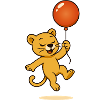 Leone allegro con palloncino che si libra nell'aria