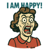 Screaming retro housewife: I'm happy!