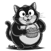 Fat cat with biscuit snacks