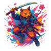 Samurai-style cat warrior