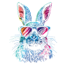 Regenbogen Hase mit Sonnenbrille
