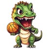 Basketball Dinosaur T-Rex Basketball Player