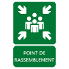 assembly point sign, signage