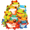 Bunte Frösche Ensemble Illustration