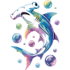 Vibrant Shark with Bubble Accents