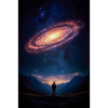 Stargazer Beneath a Cosmic Spiral
