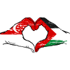 Singapore Palestina Bandiera Mani Forma di Cuore Usato