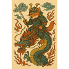 Fuchskrieger und Drachen in Kampfform
