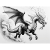 Determined Dragon with Fire Wings